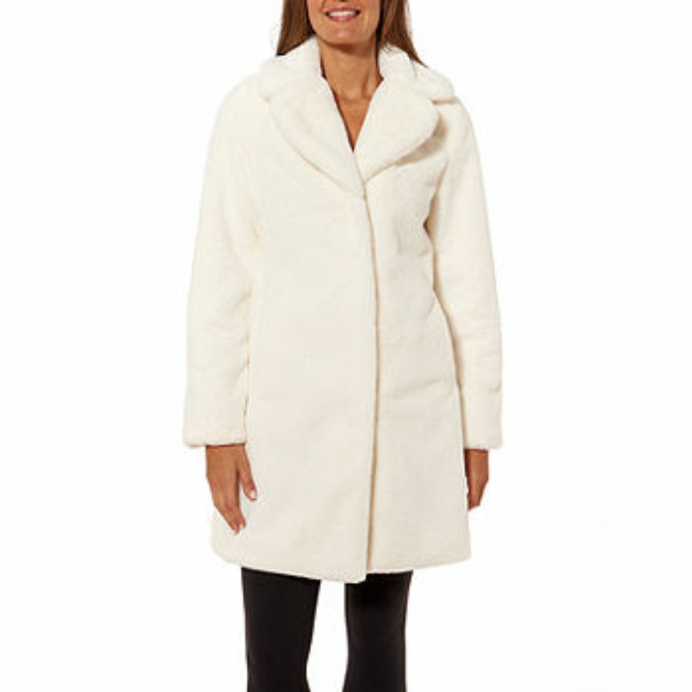 Notch Collar Faux Fur Coat BLACK FRIDAY